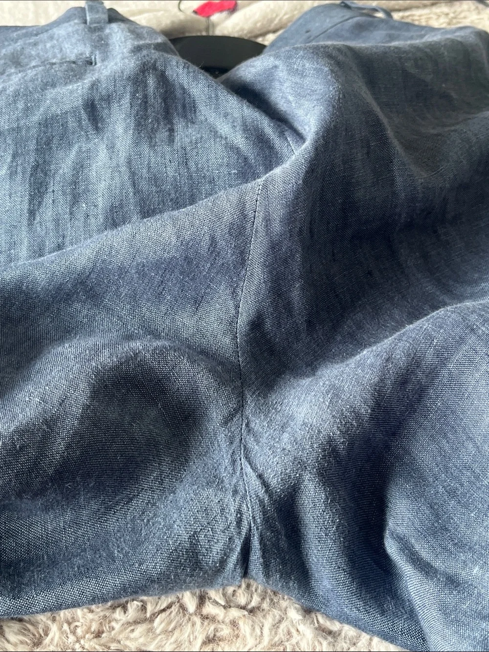 100% Linen Banana Republic Men's Heather Blue Chinos Coastal Beach Old Money